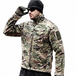 full Zip Up Fleese Tactical Jacket Thermal Warm Work Coats Men's Pockets Safari Jacket Cam Hiking Outwear Windbreaker u9YM#