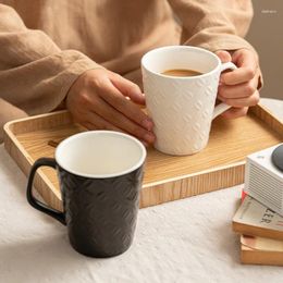 Mugs Nordic Ins Ceramic Mug 350ml Embossed Coffee Cup With White Minimalist Design For Home And Office Use