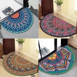 Baths Strong Water Absorbent Rug Carpets Boho Style Semicircular Entrance Doormat Mat Anti Slip Bathroom Door Mat Bathroom Shower Rug