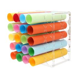 Racks 25 Holes Vinyls Roll Storage Rack Holder For Vinyls Roll Paintings And Collection Of Ribbons Gift Wrap Rolls Home Office Decor