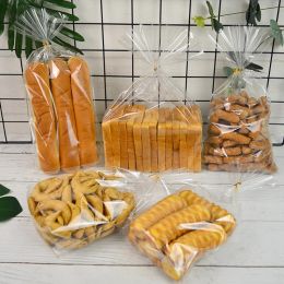 Transparent Plastic Bags Candy Lollipop Cookie Packaging Bag with Sealing Twist Ties Snowflake Sticker Party Toast Bread Bag