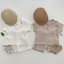 Baby Summer Cotton Clothes Set Infant Girl Soft Kid Clothing Skinny Short Sleeve TopShort 2Pcs Causal Pajamas Sets 240323