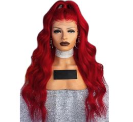 Red Hair Synthetic Lace Front Wigs Body Wave Highlight Red Hair Colour Long Heat Resisitant With Natural Baby Hair7866779