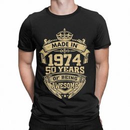 men T-Shirt Made In 1974 50 Years Old Of Being Awesome Humour Cott Tee Shirt Birthday Gift T Shirts O Neck Clothes Plus Size C2JV#