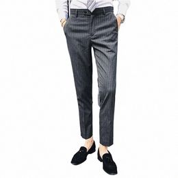 fi Stylish Men Plaid Stripe Casual Suit Pants Classic Busin Party Trousers Pantal Costume Homme Formal Men Pants l3Ke#