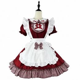 lolita Princ Dr Japanese Anime Maid Cosplay Kawaii School Girl Party Waitr Role Play Costumes Plus Size Plaid Bow Dr q9ED#