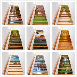 Stickers 6pcs/13pcs Stairway Decal Stickers for Stair Decoration Natural Scenery Removable Adhesive Staircase Escalera Living Room Decor