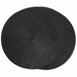 Baking Moulds Round Braided Placemats Set Of 6 Table Mats For Dining Tables Woven Washable Non-Slip Place 15 Inch Halloween Black