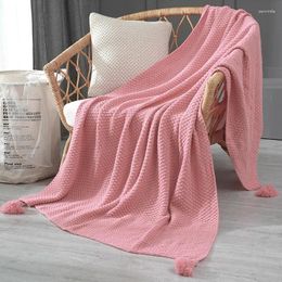 Blankets Knitted Blanket For Sofa Bed Throw On The With Tassel Lightweight Portable Travel Spread Picnic