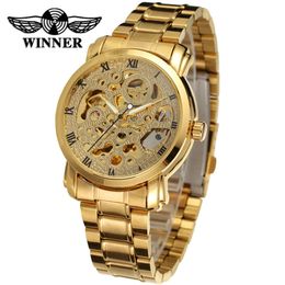 T-WINNER8047 New Hollow Steel Band Fully Automatic Mechanical Fashion Men's Business Watch