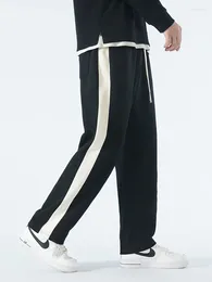 Men's Pants 2024 Spring Sweatpants Korean Fashion Drawstring Striped Track Male Cotton Casual Loose Straight Trousers