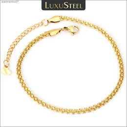 Anklets LUXUSTEEL Twist Chains Womens Ankle Gold Accessories Fashion Stainless Steel Ankle Bracelet Beach PartyL2403