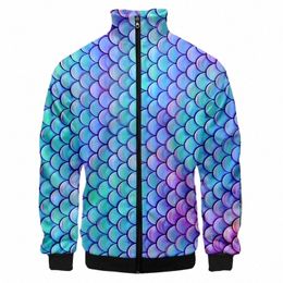 Colourful Fish Scales Jacket Sweatshirt 3D Men Women Harajuku Hip Hop Hoodies Casual Bomber Collar Japanese Zipper Sweatshirt 4XL i35W#