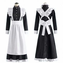 classic Black White Maid British Style Pearl Thread Lg Coffee Shop Maid Dr Home Holiday COSPLAY Men's Women's Clothes v7Nu#