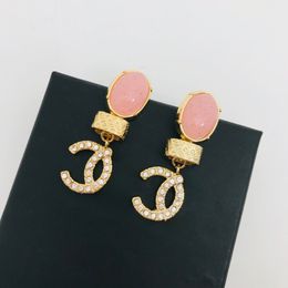 New Designer earrings Pink Stone letter heart Earrings for women Earring ear rings Luxury brand Jewellery gift