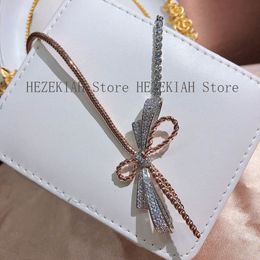 Hezekiah Plating 18k rose gold color separation fashion trend ladies bow necklace Luxury and high quality Prom party ladies neckla2263