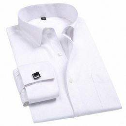 2023 Мужская французская рубашка с манжетами Dr, запонки, новые белые повседневные рубашки с рукавами Lg, мужские брендовые рубашки, обычная одежда I3bu #