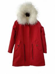 fur Parka Coat Lg Winter Jacket Womens Windbreaker Parka 84Hb#