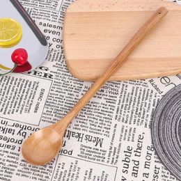 Bowls Tableware Table Dessert For Children Catering Wooden Cooking Cutlery Long Handle Spoon Tea Soup Kitchen Utensil