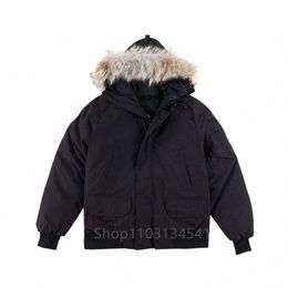 winter Mens Canadian CG Chilliwacks Parka Goose Down Jacket Warm Outerwear Coat Windproof Hood Real Coyote Fur Short M4qe#