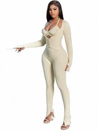 kliou All Seas Women Man-made Fiber Ccise 3 Piece Set Halter Solid Tanks+Zip-up Lg Sleeve Coats+Slim Pants Casual Outfits D3cr#