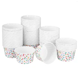 Disposable Cups Straws Cake Cup Sundae Paper Case Baking Wraps Dessert Bowls Underpads Ice Cream