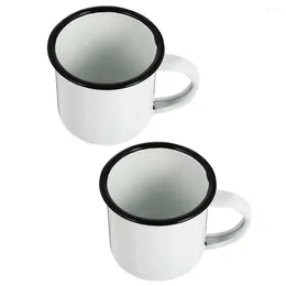 Wine Glasses 2 Pcs Coffee Cup Tea Coloured Drinking Old Fashioned Vintage Style Enamel Home Mugs Cups Office Chinese