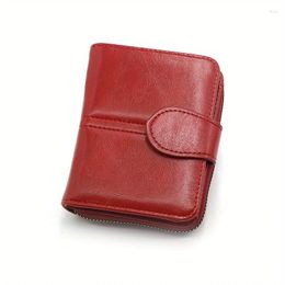 Wallets Women's Wallet Fashionable Zipper Retro Oil Wax Leather Zero Clip Card Bag