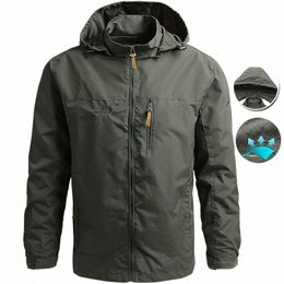 windbreaker Men Tactical Jacket Waterproof Outdoor Hooded Coat Sports European Size S-7XL Field Climbing Thin Outwear 15sx#