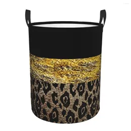 Laundry Bags Animal Print Black And Gold Brown Hamper Large Storage Basket Cheetah Leopard Girls Boys Toy Organiser