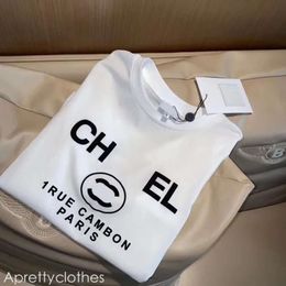 Chanei Chanells Advanced Edition Women's T-Shirt Two C-Letter Pattern Prints Couple Fashion Pure Cotton Round Neck Xxxxl 5Xl Short Sleeved Top T-Shirt 448