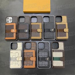 Fashion Phone Cases for iPhone 15 14 13 12 Pro max 15 14 Plus mini 11 11Pro XR XSMAX Designer shell leather Multi-function card storage wallet cover