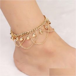 Anklets Fashion Tassel Chain Bells Sound Metal Anklet Elegant Women Foot Girls Beach Bracelets Jewellery Gift Drop Delivery Otnkm