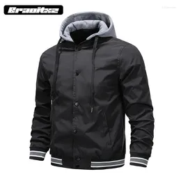 Men's Jackets Men Spring Autumn Fashion Outdoor Casual Windproof Jacket Detachable Hooded Knitting Loose Coats