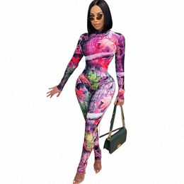 sexy Mesh Sheer 2 Piece Set Women Festival Clothing Bodysuits Top Leggings Print Matching Sets Two Piece Club Birthday Outfits i8ju#