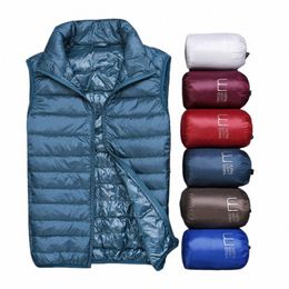 2021 Winter Men White Duck Down Vests Sleevel Jacket Ultra Light Waistcoat Autumn Slim Men Short Jackets Coats Outerwear 841 j4sL#