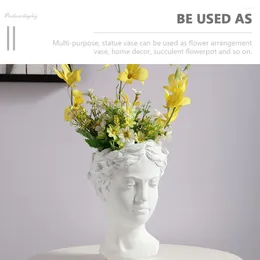 Vases Flowerpot Pots For Plants Head Shaped Statue Vase Resin Sculpture Figurine Flowers Human Succulent Office