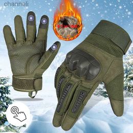 Tactical Gloves Motorcycle Winter Thickening Shockproof Bike Outdoor Sports Touch Screen Biker Men YQ240328