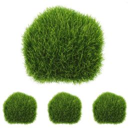 Decorative Flowers 4 Pcs Artificial Moss Green For Crafts Fake Decor Plants Rocks Faux Indoor Ball