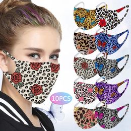 Party Supplies Leopard Print And Butterfly Ice Silk Washable Protective Masks For Face With Adult Women Fashion Halloween Cosplay