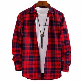 high quality cott spring and autumn new busin casual men's lg sleeved shirt plaid fi slim fitting and n iring V9aC#