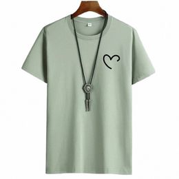 jfuncy Oversize Summer Men's Cott Tee Shirts Men Casual T-shirt Simple Love Heart Print Tshirt O-Neck Short Sleeve Man Tops A7zz#