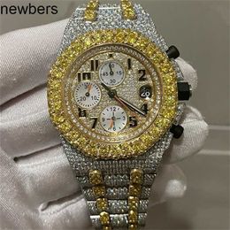Luxury Diamonds AP Watch Apf Factory Vvs Iced Out Moissanite Can past Test Luxury Diamonds Quartz Movement Iced Out Sapphire Stones Gold Silver Royal Out 2tone CYDD