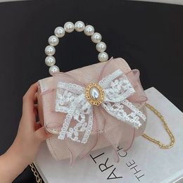 Fashion Girl Coin Purse Handbag Princess Crossbody Bag Pearl Purses Gift Messenger Shoulder Crossbody Small Wallet 240325