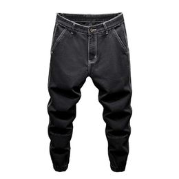 Jeans da uomo Jeans neri pantaloni harem da uomo pantaloni con tasche larghe abbigliamento da strada affusolato abbigliamento da uomo denim Cavallo di Troia nuovi arrivi nel 2023 J240328