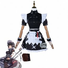 game Zenl Ze Zero cos Ellen Joe Cosplay Anime Costume Women Maid Dr Wig Set Uniform Haln Party Play Role Clothes 55x4#