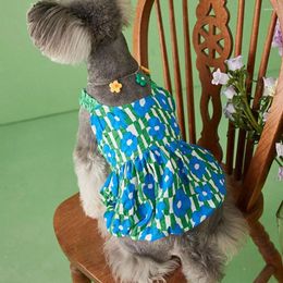 Dog Apparel Summer Dress Flower Pattern Breathable Puppy Suspender Skirt Adorable Leisure Streetwear Dogs Floral Pet Supplies