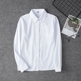 White Cotton Japanese Student Girls School Jk Uniform Top LargeSize XS5XL Middle High Uniforms Long Sleeve Shirt 240325
