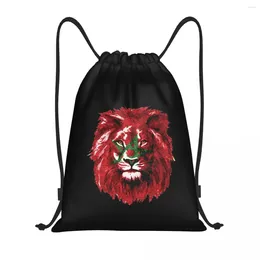 Shopping Bags Custom Morocco Lion Moroccan Flag Drawstring Backpack Women Men Lightweight Gym Sports Sackpack Sacks For Yoga