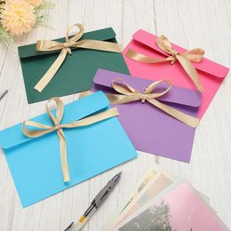 Gift Wrap 25Pcs Creative Pearl-coated Paper Envelope With Ribbon DIY Wedding Business Invitation Envelopes Greeting Card